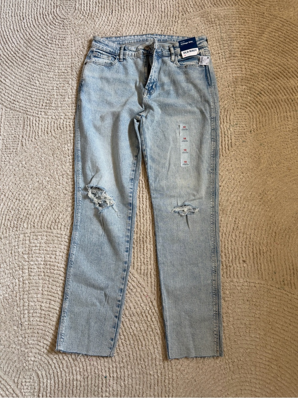 Old Navy Light Blue Straight Leg Distressed Jeans